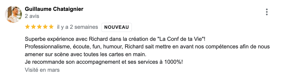 Avis Google CONF DE TA VIE 1